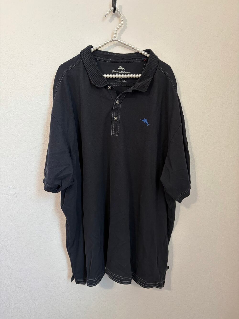 Tommy Bahama Size 4XB Tall Black Polo Shirt Supima Cotton Short Sleeve Collared